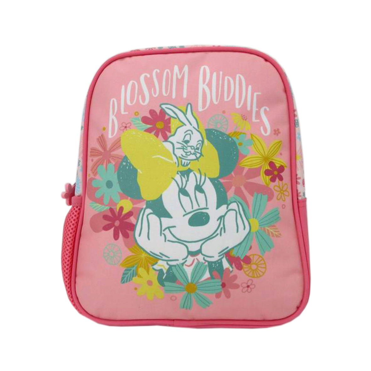 Ghiozdan cu imprimeu Minnie Mouse si detalii florale, fermoar, bretele buretate, 28 x 24 x 9 cm - imagine 3